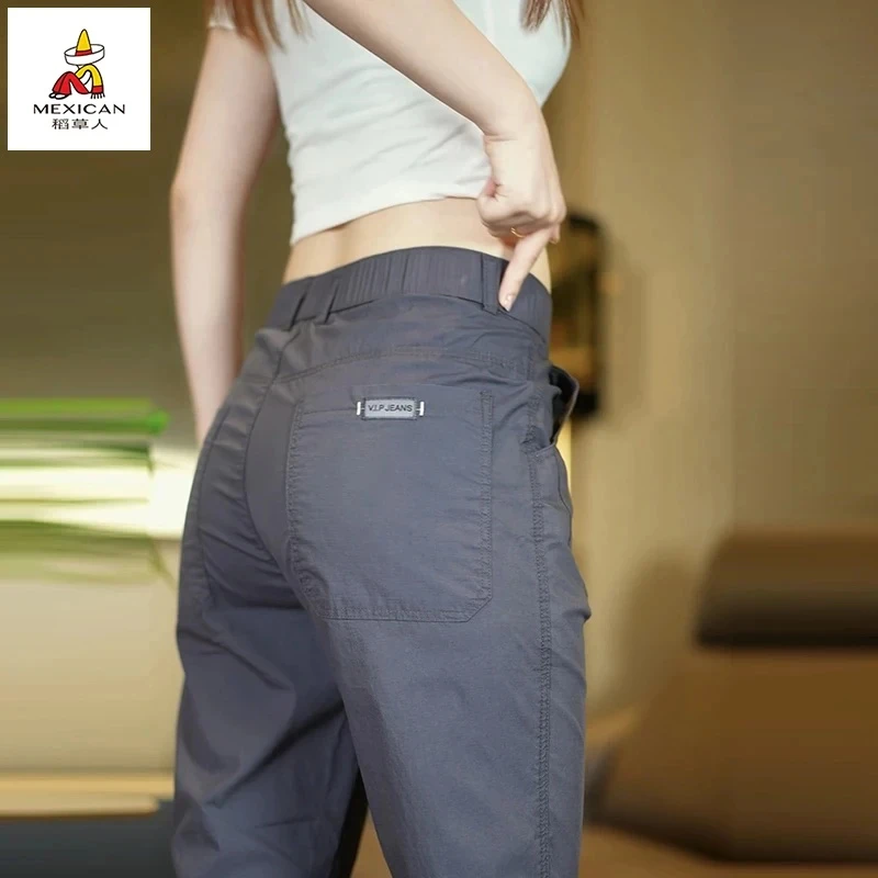 Mexican/稻草人宽松型欧美风长裤薄款夏季简约风休闲裤透气吸汗