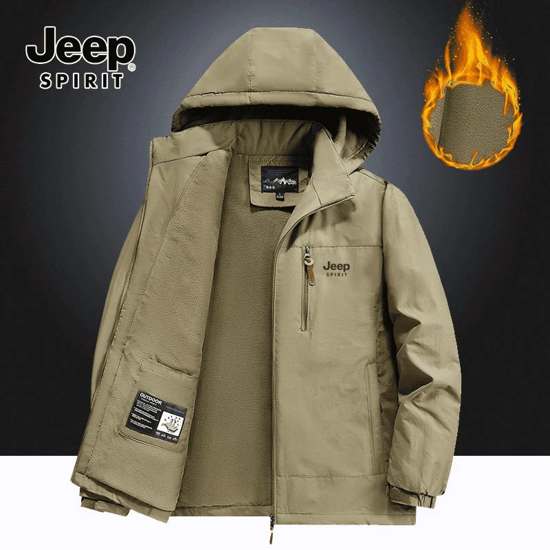 Jeep吉普冬季棉服大码休闲男士加绒加厚防风防水外套冲锋上衣棉衣