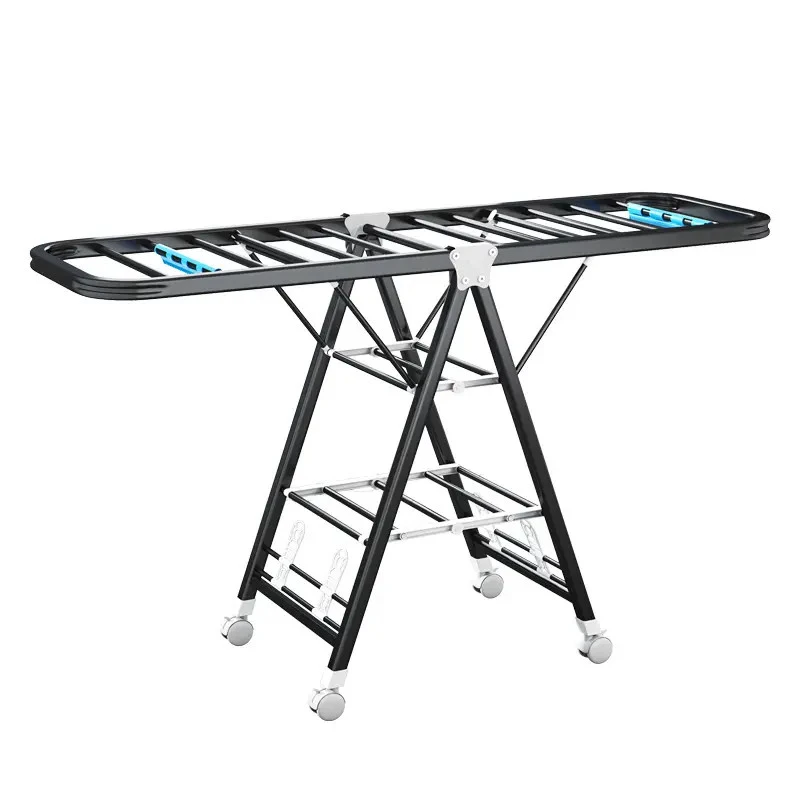 晾衣架落地折叠翼型家用晒衣杆凉阳台简易婴儿挂衣服衣架子不锈钢