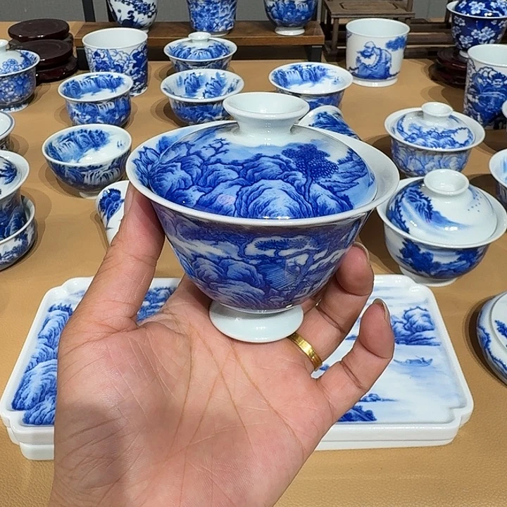 景德镇纯手绘盖碗