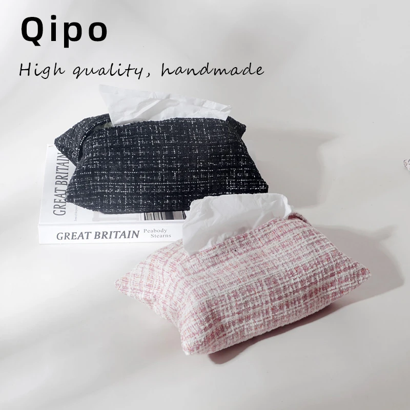 小香风纸巾盒套高档加厚卫生间车载抽纸盒简约现代奶油风抽纸包