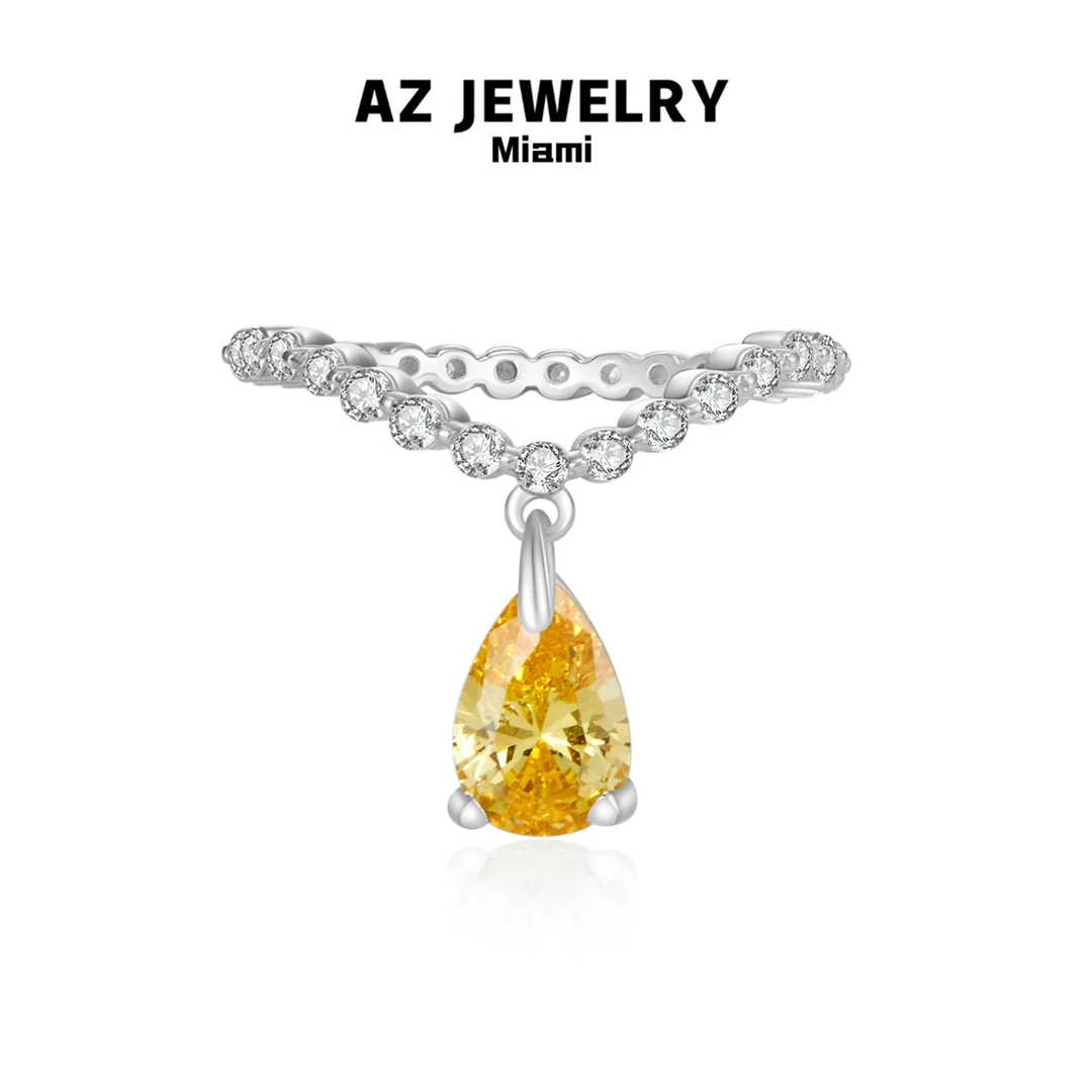 ANNA ZUCKERMAN 925银戒指 【微醺小调】璀璨黄色水滴戒指设计轻奢