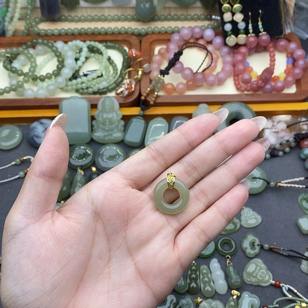 吊坠(不含链)银S925镶嵌和田玉