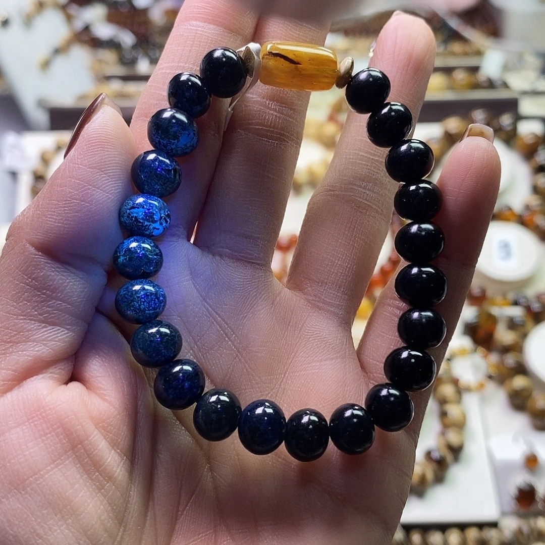 琥珀未镶嵌裸石翳珀满天星8+