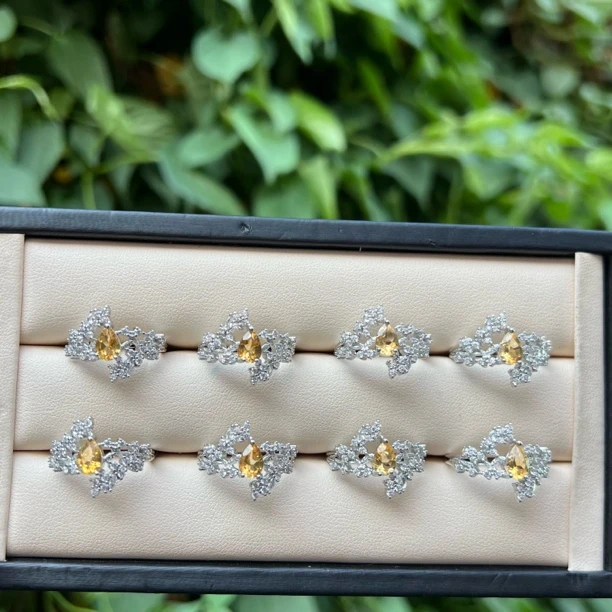 【月月家】G109天然水晶 原创黄水晶繁华戒指 多样性发其一