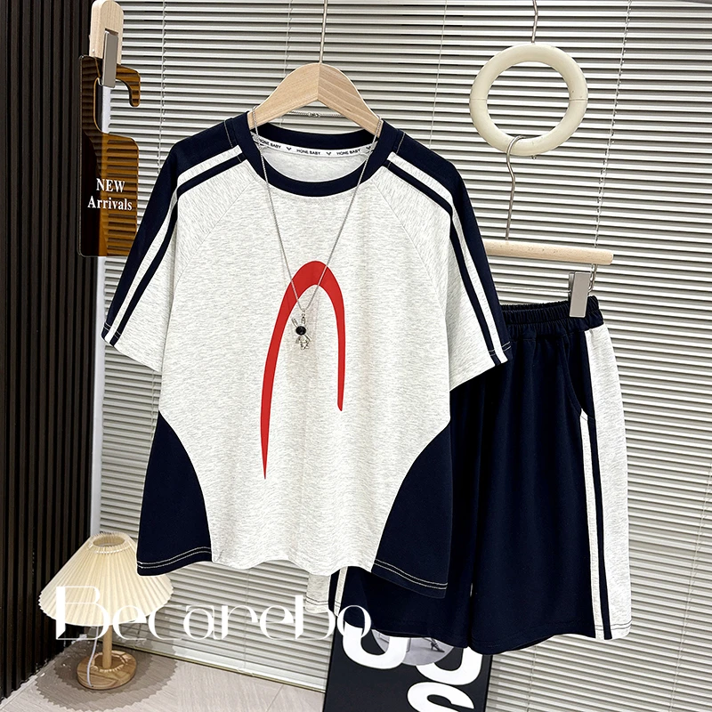 130-180【淏妈原创】青少年夏季套装男童运动两件套中大童夏装儿童