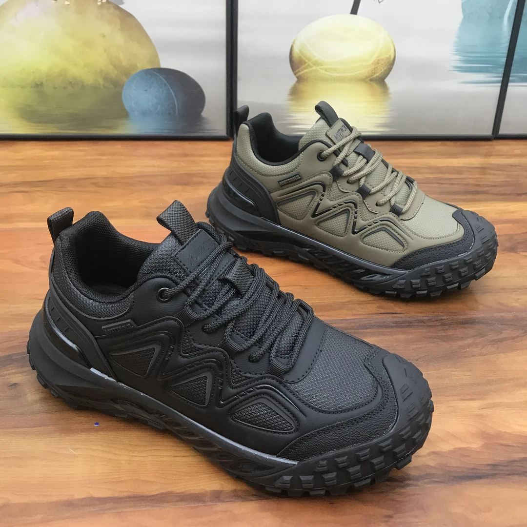 亿25098透气素面鞋松紧带时尚休闲鞋男士防滑登山鞋