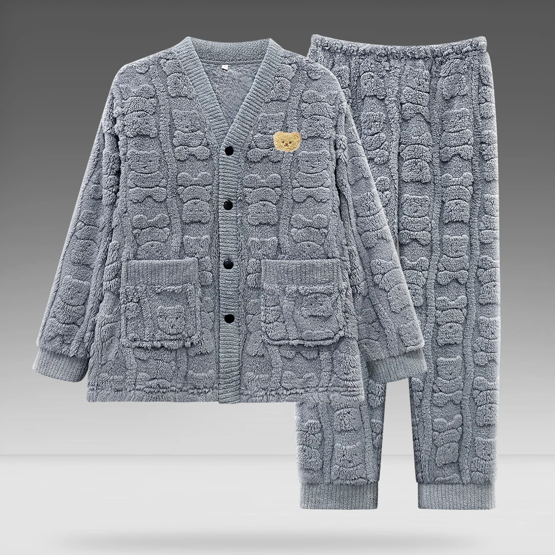 牛奶绒男士睡衣秋冬新款珊瑚绒加绒加厚保暖可外穿家居服套装Y145