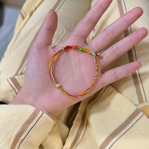 合金布艺手链 【JKS纯手工】2025新款小花彩虹端午节五彩线情侣手绳