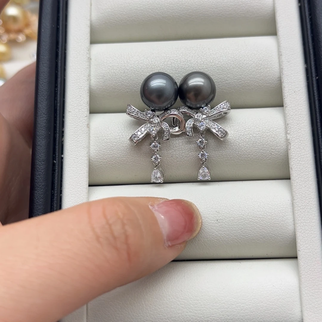 银S925镶嵌耳饰海水珍珠