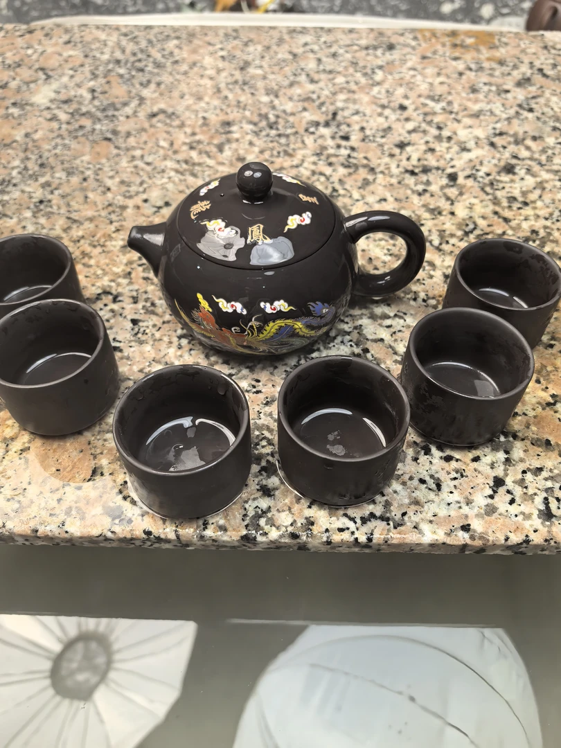 【闪购商品】深井老紫泥龙凤呈祥西施壶一壶六杯A