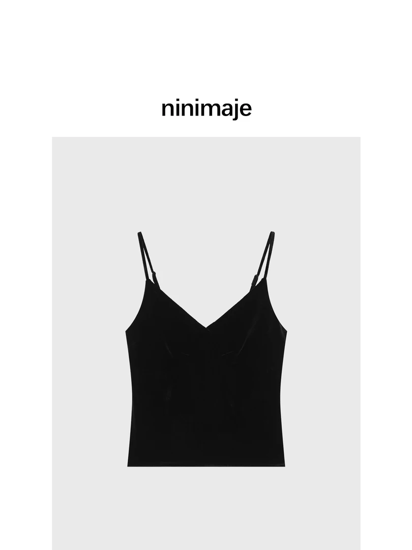 NanBeiBei 新款高级百搭光泽感无胸垫丝绒吊带 5933