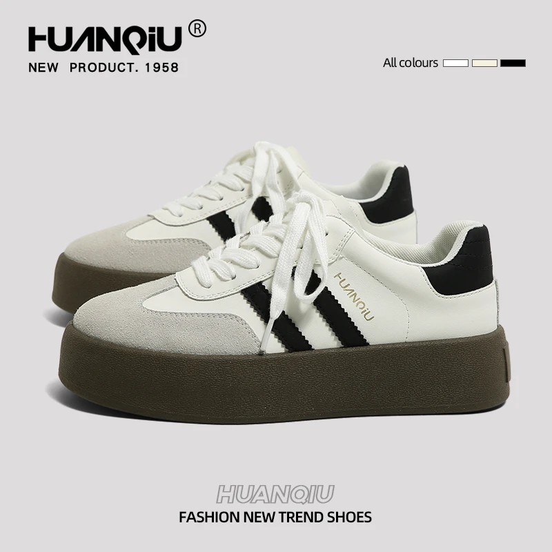 环球厚底德训鞋女2025秋季新款增高潮流时尚经典舒适运动休闲板鞋