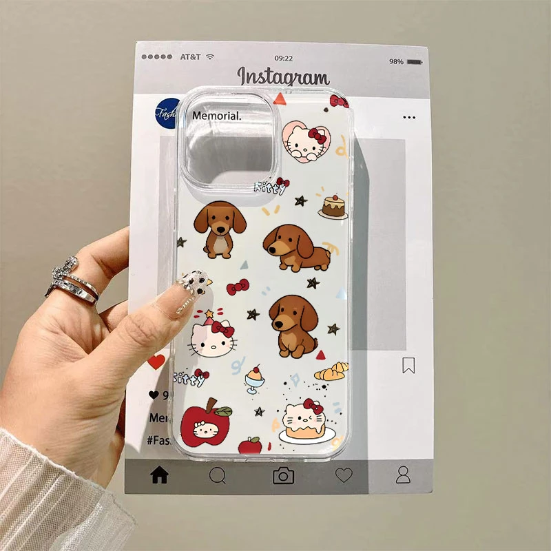 黑皮kt猫适用于苹果17promax/16大孔白色IMD手机壳华为vivo创意xr