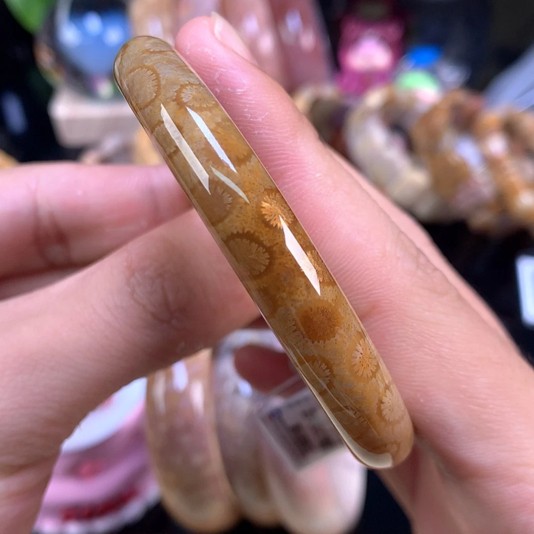【闪购商品】颈饰未镶嵌硅化珊瑚（珊瑚玉）61号豹纹56.3圈正面花