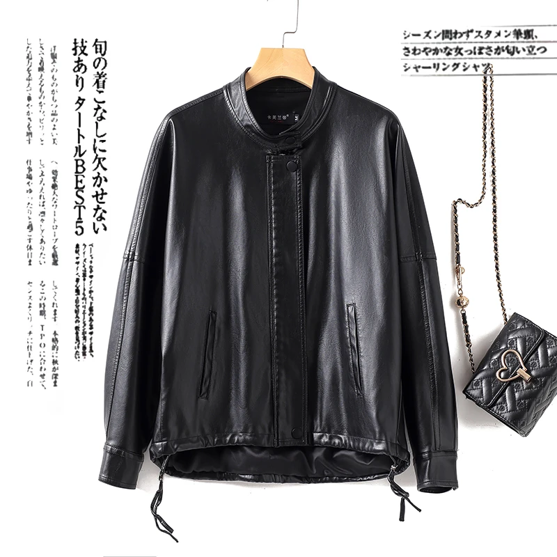 海宁真皮皮衣  春秋新款短款女皮夹克休闲百搭（加棉）KFLD-1602#