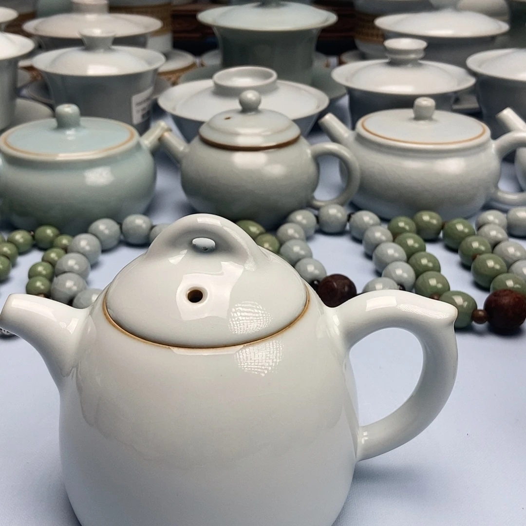 杯二级品月白釉秦权壶原矿原釉原产地