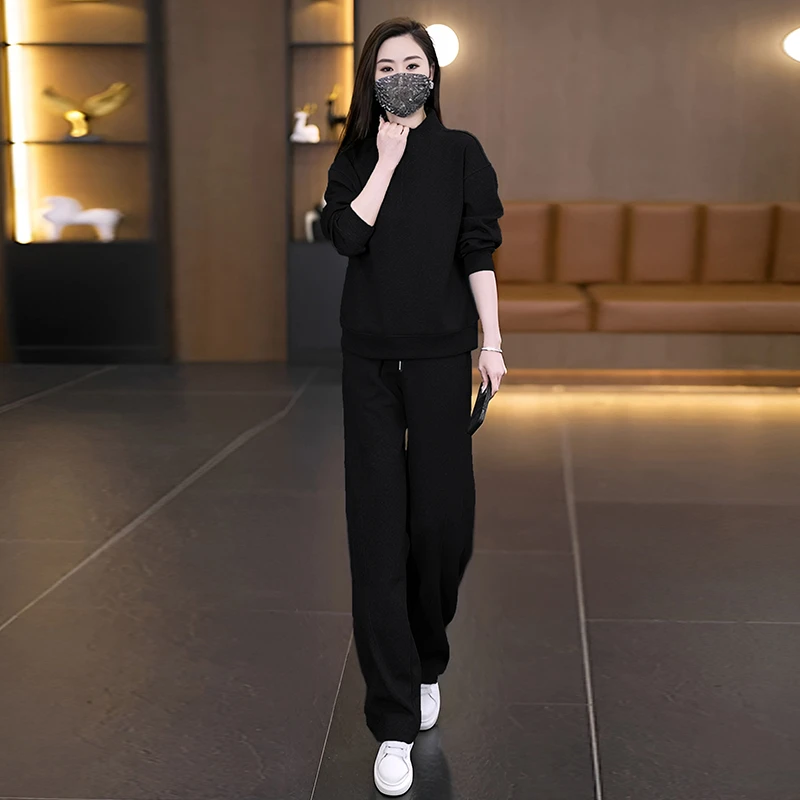 高级设计感街头风洋气城市运动风时尚套装宽松遮肉长袖秋季两件套