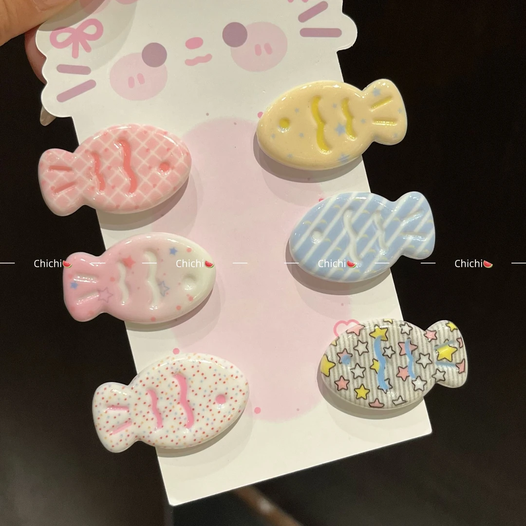 可爱图案奶油发夹学生夏日清透小鱼刘海夹卡通百搭少女头饰女