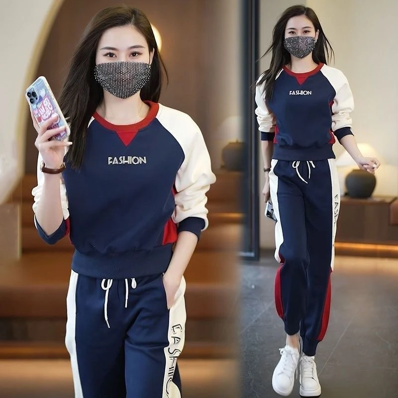 Chen小欣2025新款春秋收腰显瘦减龄时尚潮流休闲运动卫衣两件套女