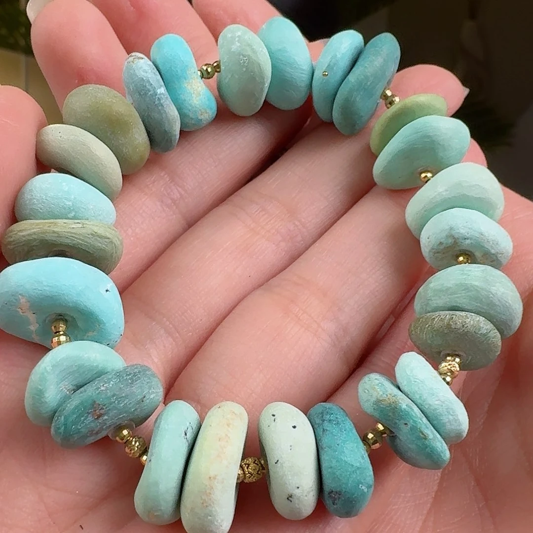 绿松石珠宝奇石18K金镶嵌