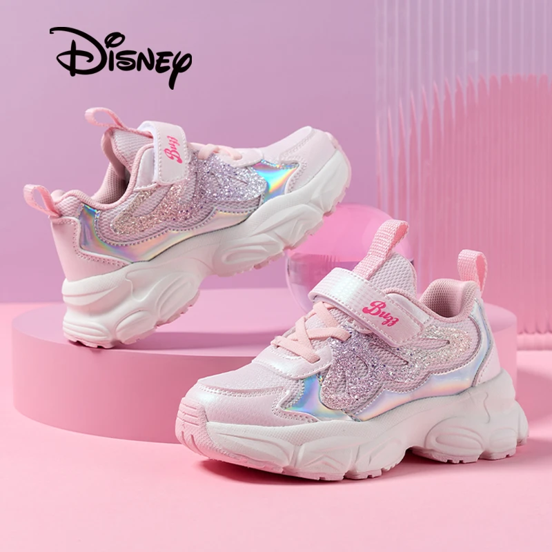 迪士尼潮款鞋春季女童运动鞋2025新款户外防滑软底跑鞋透气网面鞋