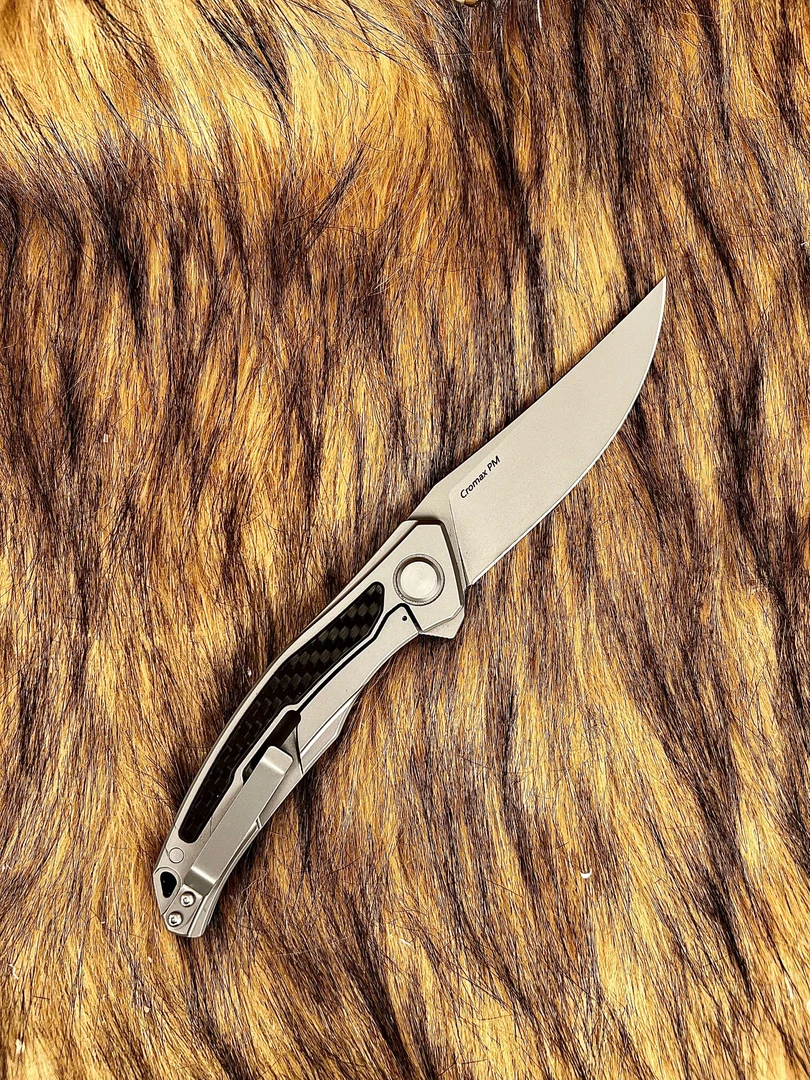 【熊头量子】军工版钛合金碳纤维镶嵌CPM-S90V手工刀