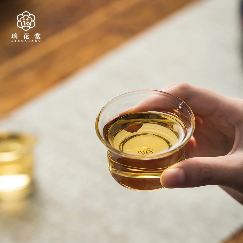 璃花堂笑口常开创意透明料品杯喝茶小杯子高硼硅耐热玻璃小品杯