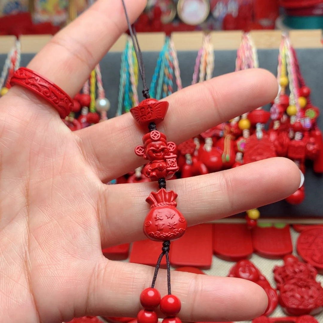 天然辰砂工艺品朱砂手机坠