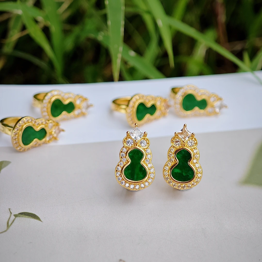 S925银翡翠耳环韵味耐看儒雅多样性发货一件