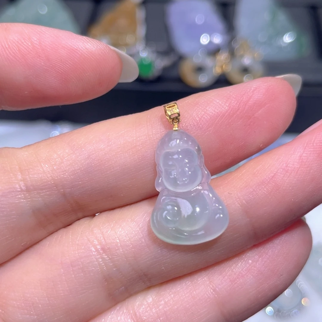 颈饰18K金镶嵌翡翠翡翠