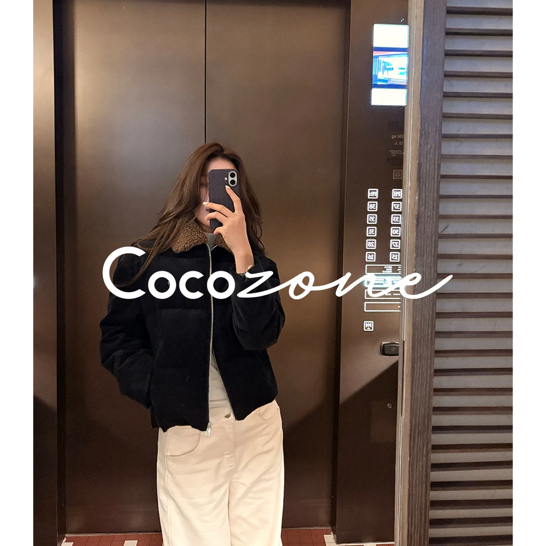 COCO ZONE 刘 一一 “骑士外套”90鹅绒100棉翻领外套 CD2A2968