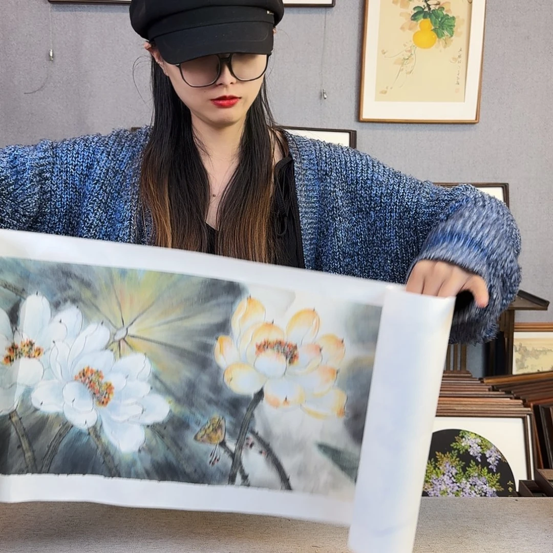 国画手绘带框尺寸： 40*180