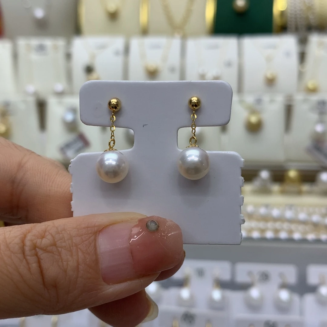 18K金镶嵌淡水珍珠耳饰