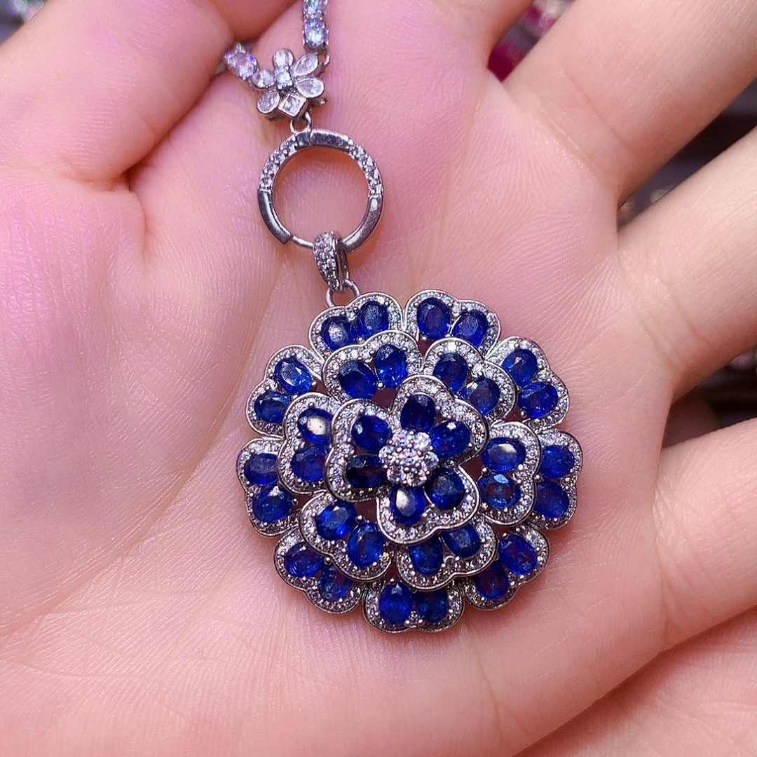 颈饰蓝宝石银S925镶嵌