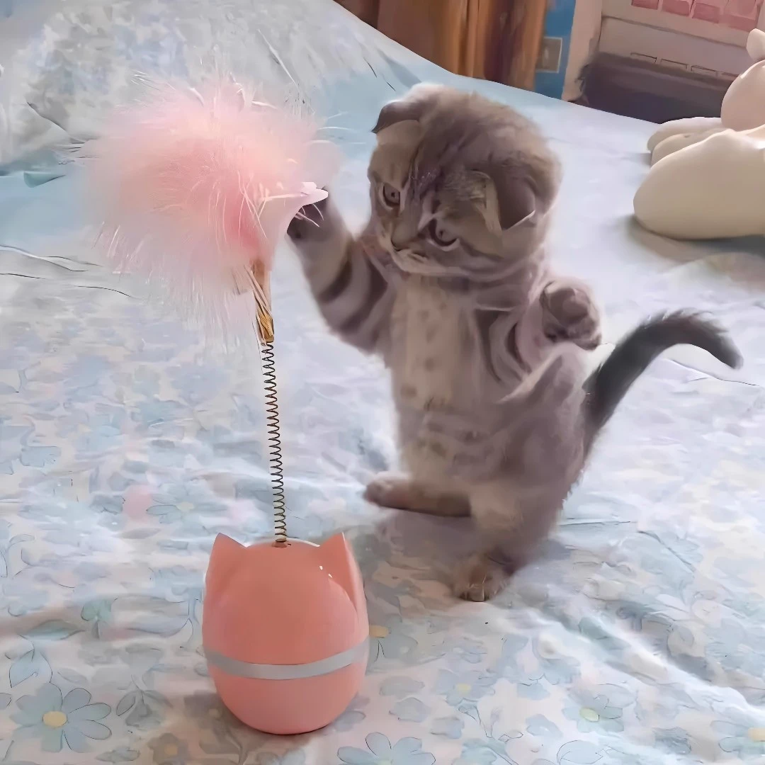 猫玩具逗猫棒羽毛不倒翁自嗨解闷铃铛转盘逗猫神器磨牙小幼猫玩具