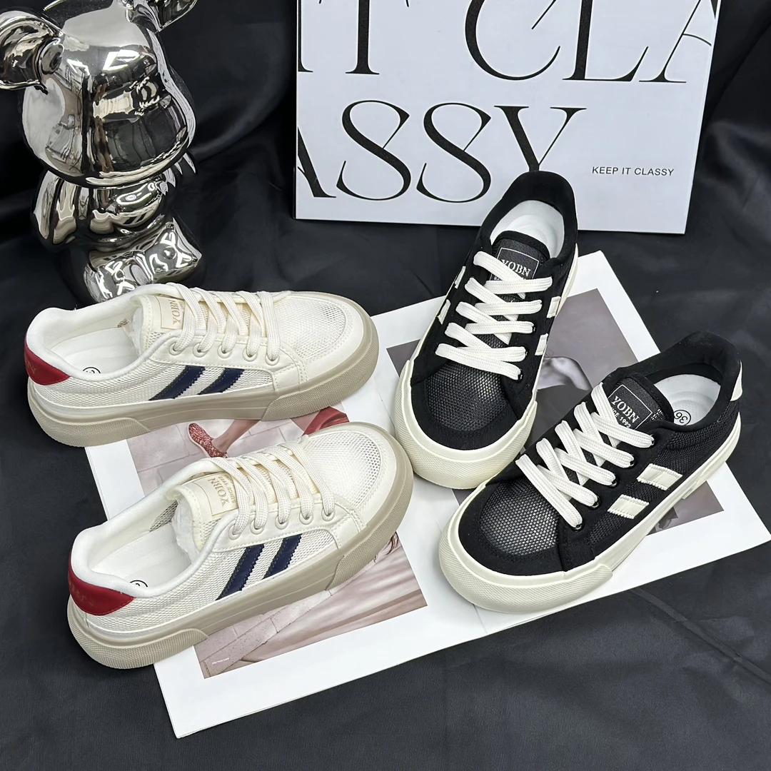 【YO】夏季薄款网面2025透气低帮板鞋时尚新款休闲小白鞋女运动鞋