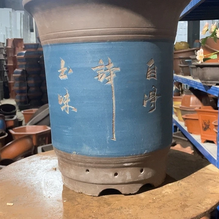 28蓝色高笔筒花盆花盆