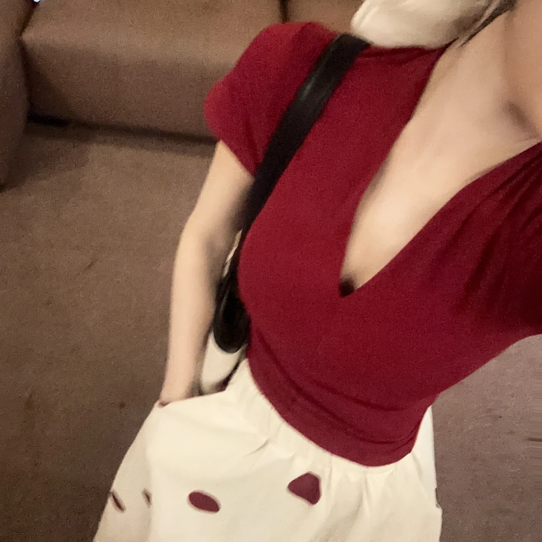 【OS&oneshow】波点半身裙女夏季2025大码高腰显瘦红色a字裙子套装