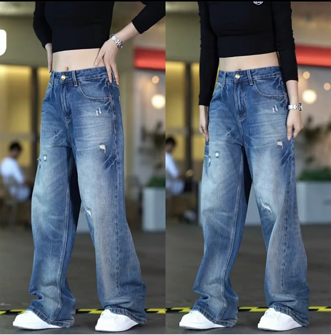 高街透气牛仔裤男2025秋季百搭宽松男士休闲裤潮流个性痞帅直筒裤