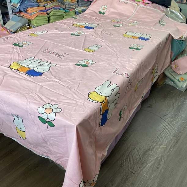 纯棉老粗布2.3米×2.4米圆角花边加工床单