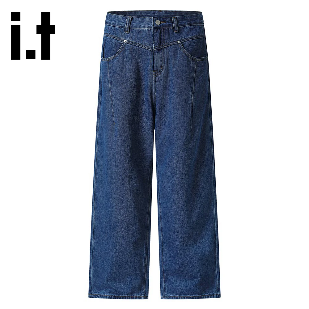 it:CHOCOOLATE190高个子加长款男美式做旧分割压线设计宽松直筒裤