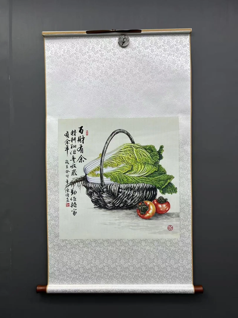 【闪购链接】斗方《百财有余》精品卷轴装裱装饰画