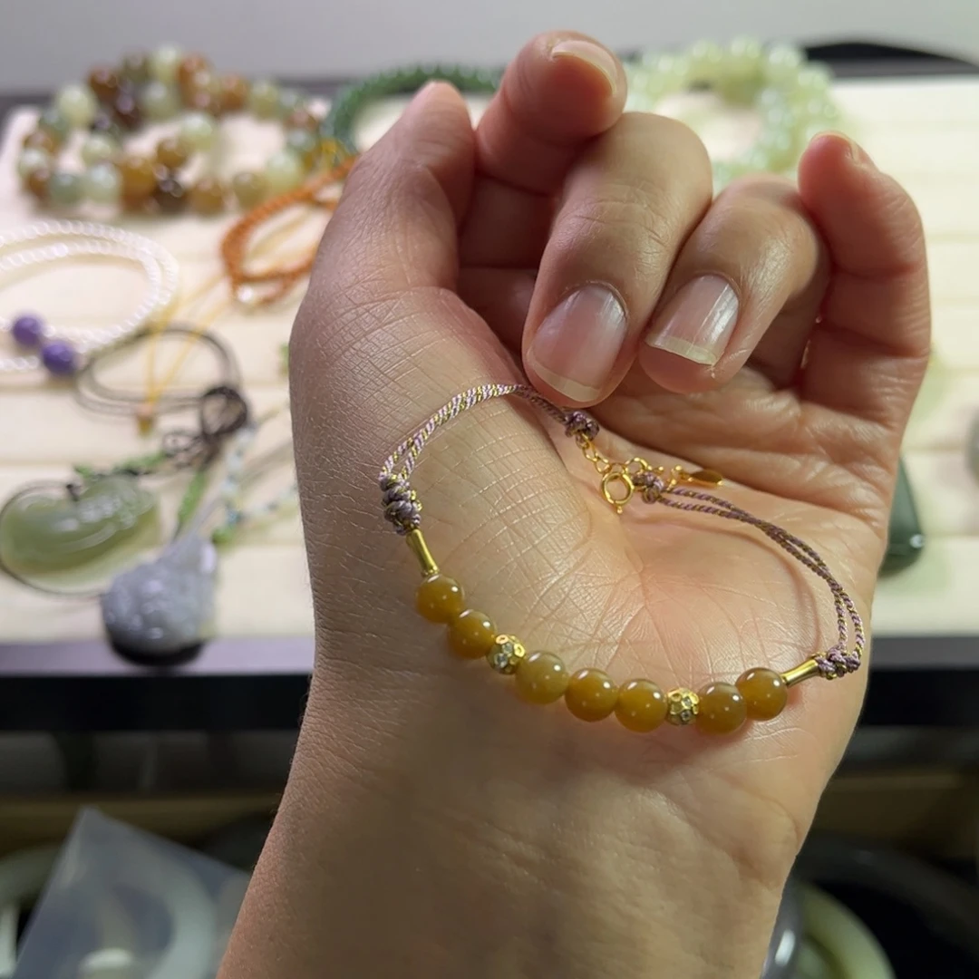 和田玉手链未镶嵌猫*