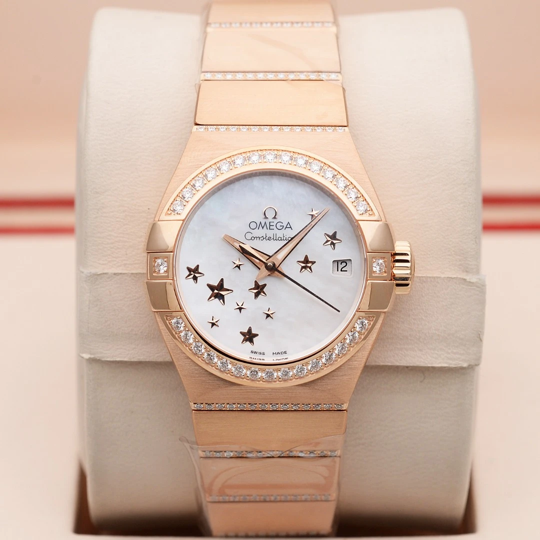 99新 Omega/欧米茄 泽泰/星座123.55.27.20.05.004玫瑰金27mm女表
