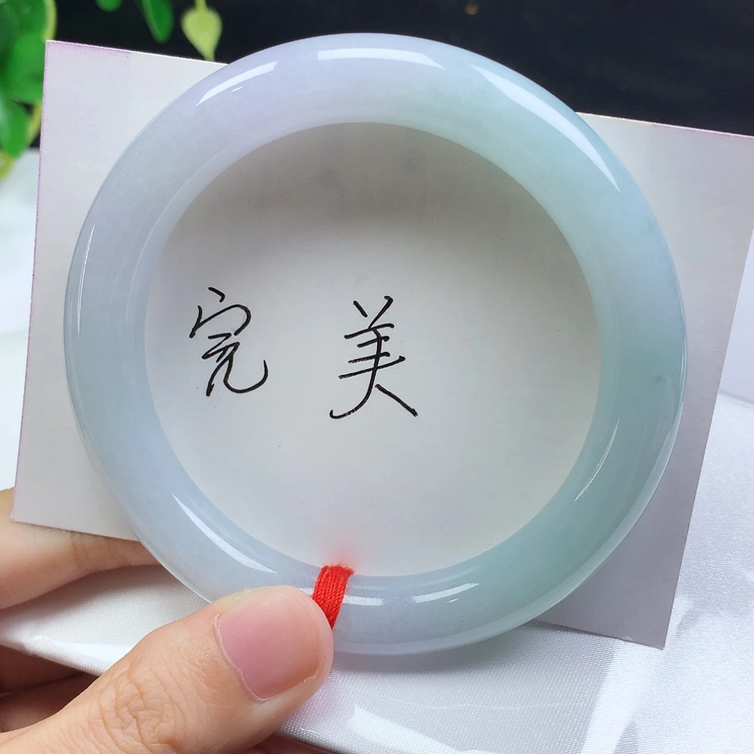 未镶嵌手镯翡翠58.3圈口春彩圆条新镯