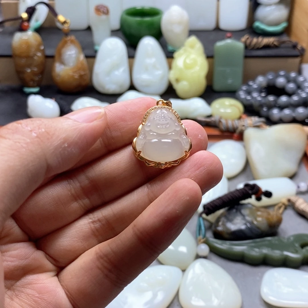 和田玉银S925镶嵌颈饰