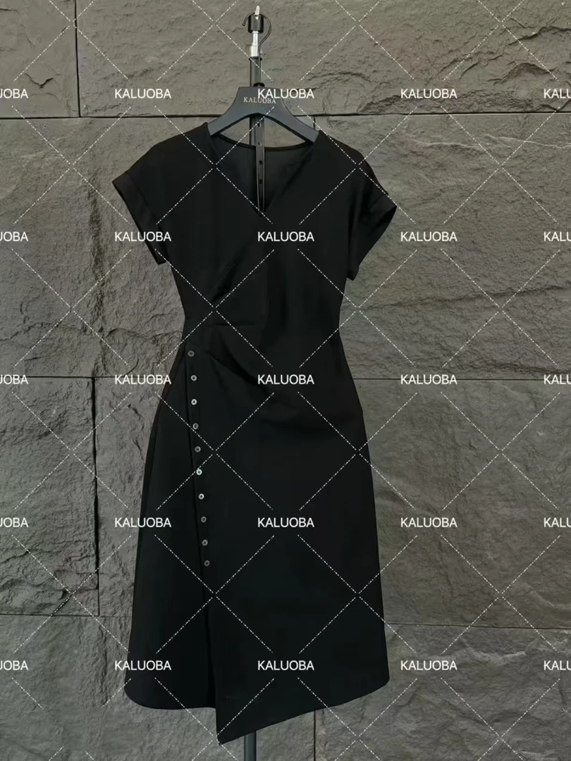 【原创大码设计师款】2025夏季新款气质褶皱显瘦连衣裙6153