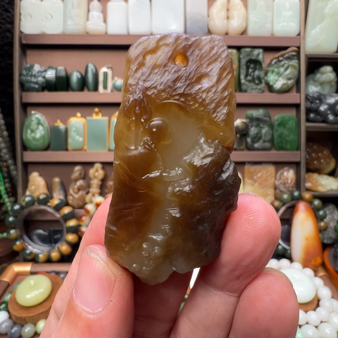 和田玉未镶嵌颈饰新疆且末老熟糖白细肉手工精雕悟道亮亚双抛精品