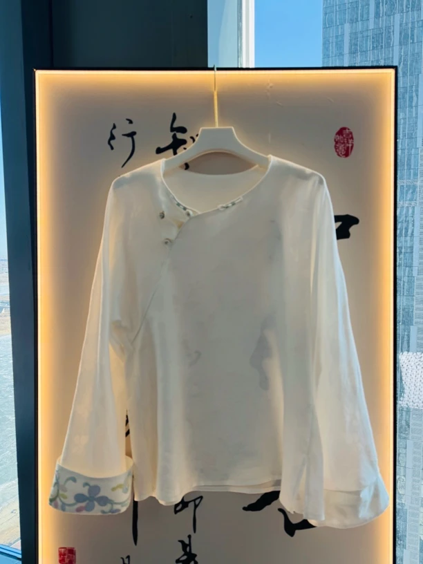 三经绞罗手工罗白色上衣